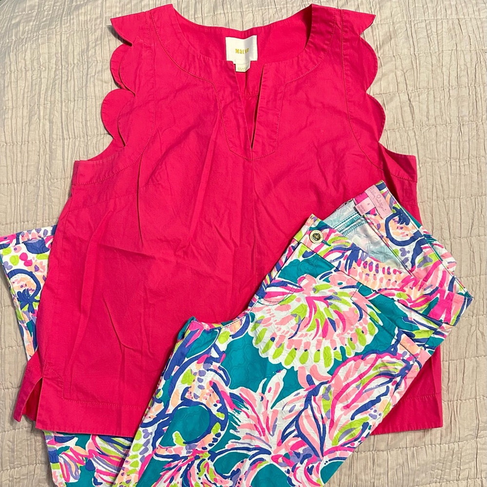 Lilly Pulitzer and Maeve outfit - great for Spring and Summer - EUC hot pink